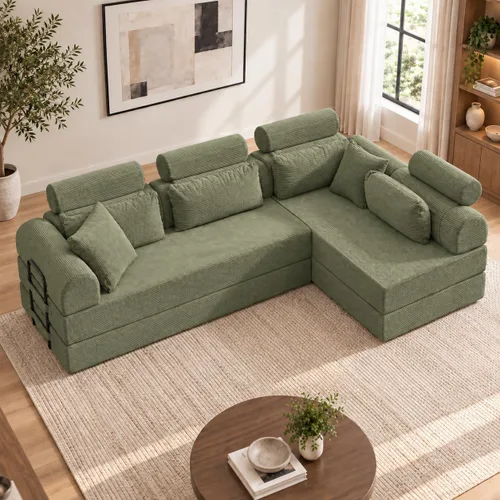 Vista 15 de Sofá modular deshuesado en forma de L de 106 pulgadas, sistema de 2 piezas (2 x 70.87 pulgadas), sofá modular convertible a sofá recto de 141.7