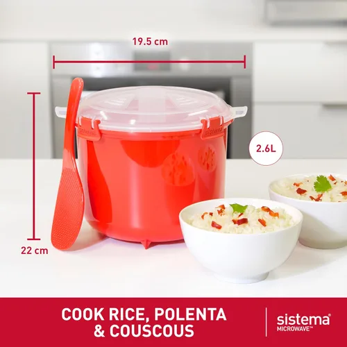 Vista 2 de Taper Sistema para arroz, microondas, cocina, Arroz, Rojo
