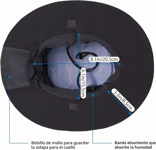 Vista 5 de BASSDASH Sombrero de pesca solar UPF 50+ resistente al agua con solapa desmontable para el cuello Americana