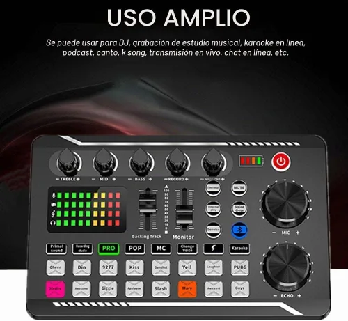 Vista 8 de Tablero de sonidos, tablero de efectos de sonido, placa mezcladora de sonido, tarjeta de sonido compatible con Bluetooth con múltiples efectos
