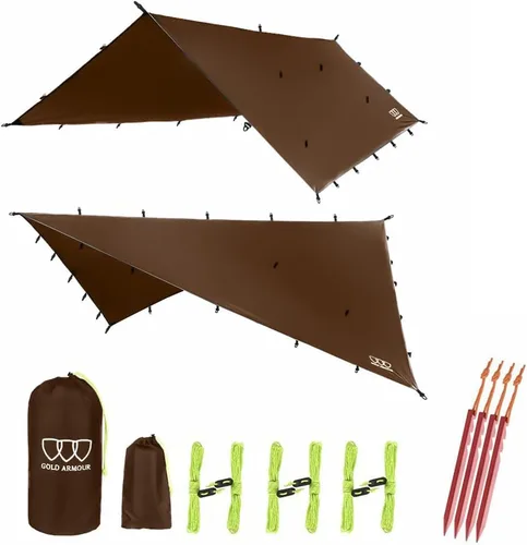 Vista 8 de Gold Armour - Toldo para lluvia para hamaca de lona, calidad premium, 14.7 pies, 12 pies, 10 pies, 8 pies, cubierta de toldo para lluvia, toldo