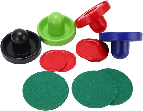 Vista 9 de Multicolor Table Hockey Pushers Pucks Set, Replacement Hockey Accessories Kit with 4 Pushers and 8 Pucks, Thick Felt Bottom for Smooth Sliding on