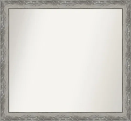 Vista 226 de Amanti Art Espejo de baño plateado para sobre el fregadero, 24 x 24 pulgadas, espejo cuadrado de peltre forjado a medida, marco de madera casual