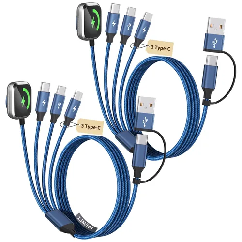 Vista 16 de Cruise Essentials Cable de Carga 4 en 2 para Cargador Apple iWatch/iPhone 17/Lightning/Micro, Cable Cord de Carga Múltiple de Viaje Compatible
