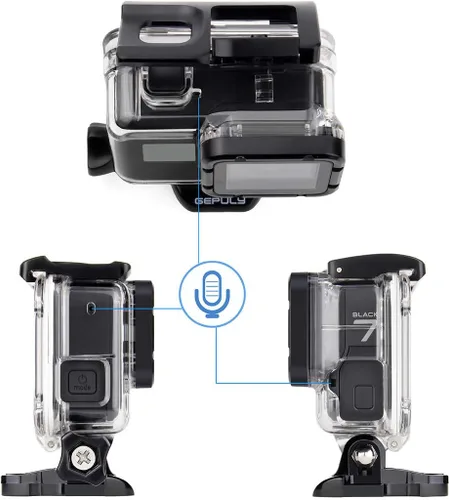 Vista 3 de GEPULY Carcasa de esqueleto para Hero 2018/7/6/5 Negro - GoPro Funda abierta lateral USB Pass Through para grabación prolongada/transmisión en vivo