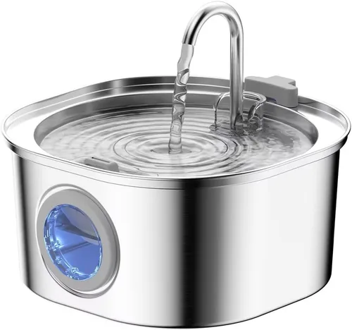 Vista 11 de PEKTACO Fuente de Agua para Gatos de Acero Inoxidable, Dispensador de Agua para Gatos de 3.2L/108oz con Bomba de Agua Ultra Silenciosa y Ventana