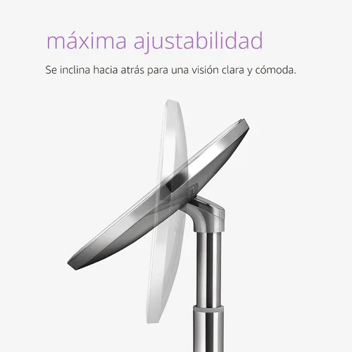 Vista 6 de simplehuman Espejo con sensor, espejo de maquillaje iluminado con aumento (5X), espejo redondo de 8 pulgadas con lupa con luces, inalámbrico, acero
