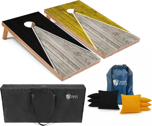 Vista 58 de Tailgating Pros Juego de tablero de Cornhole ligero con diseño piramidal con bolsas de frijoles y estuche de transporte, juego de cornhole
