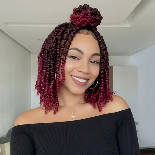 Vista 29 de Fulcrum Pelo de ganchillo Passion Twist de 8 pulgadas, 9 paquetes de cabello pretrenzado y prerrizado para mujeres negras (8 pulgadas