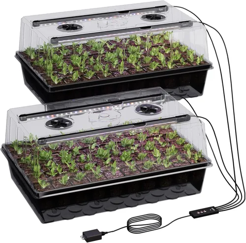 Vista 8 de Patigrow Bandeja de inicio de semillas de riego automático de 60 celdas con luz de crecimiento, kit de inicio de semillas con cúpula de humedad