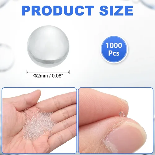 Vista 3 de M METERXITY Paquete de 1000 piedras de ebullición redondas de vidrio, bolas de vidrio transparente sólido de 0.079 pulgadas para calentamiento