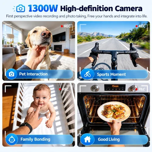 Vista 4 de Lentes inteligentes AI con cámara de 13 MP, audio Bluetooth, control de voz y traducción en tiempo real, gafas inteligentes de oreja abierta