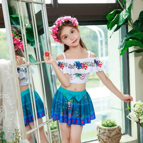 Vista 3 de Encanto Mirabel - Conjunto de traje de baño para niñas pequeñas