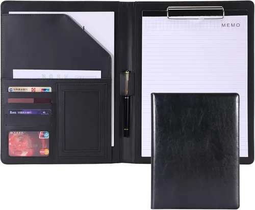 Vista 7 de Portapapeles para carpeta/cartera, organizador de documentos para currículum/entrevista, soporte para tarjetas de visita y ranura para carta/A4