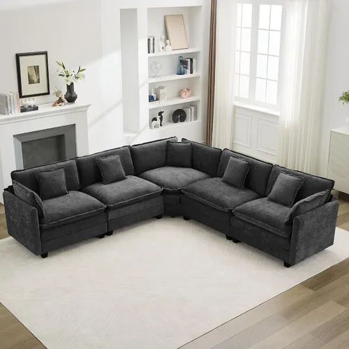 Vista 69 de Sofá modular en forma de nube de 113 pulgadas, sofás de asiento profundo de gran tamaño para sala de estar, sofá modular tapizado de chenilla