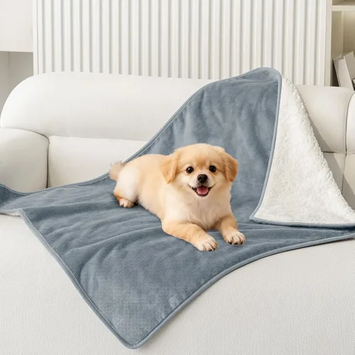 Vista 15 de Smiry Manta de cama impermeable para perro, manta a prueba de fugas para cama y sofá, reversible, de forro polar sherpa, funda protectora de muebles