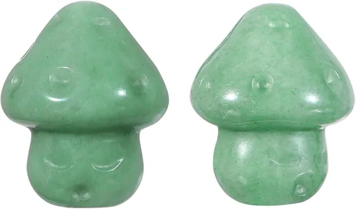 Vista 8 de Nupuyai Paquete de 2 mini figuras de cristal talladas de hongos de bolsillo para relajación de ansiedad, escultura de hongo pulido para jardín