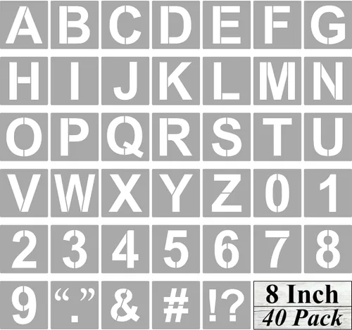 Vista 12 de Plantillas de letras y números del alfabeto de 3 pulgadas, paquete de 40 plantillas de letras y números con letreros para pintar sobre madera