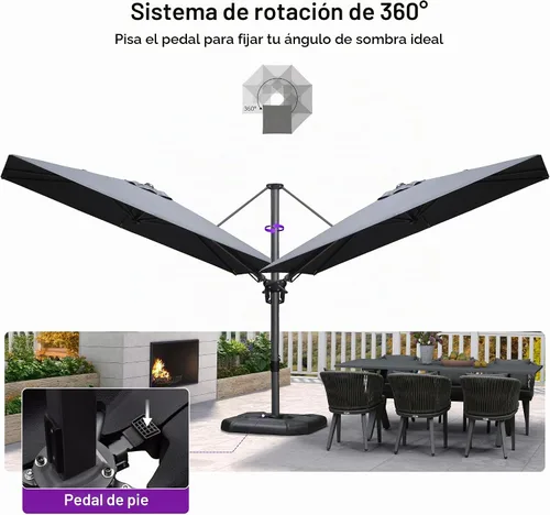 Vista 494 de PURPLE LEAF Paraguas al aire libre con base 8' x 8' protección solar verde Manzana Verde (Apple Green)