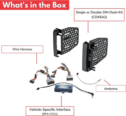 Vista 5 de American International Kit de tablero de instalación de radio DIN doble para Dodge RAM y Jeep Wrangler JK/Liberty/Patriot/Grand Cherokee/Compass
