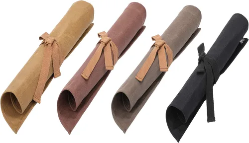 Vista 7 de Bolsa enrollable de lona encerada resistente de 16 onzas, bolsa de herramientas multiusos para métricas, SAE (negro )