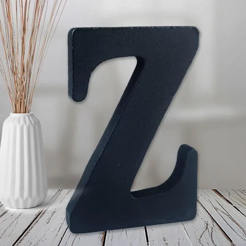 Vista 32 de AOCEAN Letras de madera negra de 6 pulgadas Letras de madera sin terminar para decoración de pared Letras decorativas de pie Rebanadas Tablero