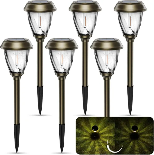 Vista 10 de XMCOSY+ Luces solares de camino para exteriores, luces solares de vidrio blanco cálido de 10/25 lm para patio y pasarela, iluminación de paisaje