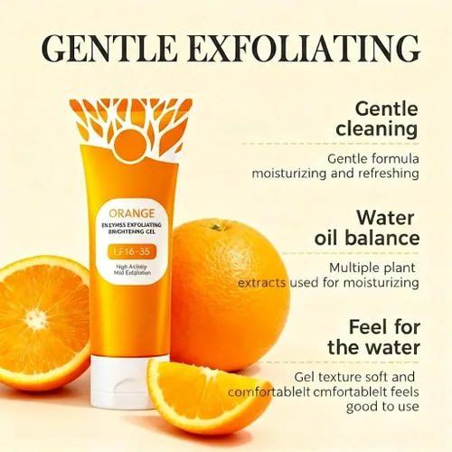Vista 3 de Gel exfoliante naranja, gel exfoliante de enzima naranja para cara y cuerpo, estiramiento de la piel y reducción de puntos negros, exfoliante