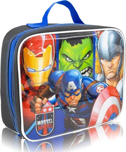 Vista 2 de Fast Forward Marvel Avengers - Lonchera para niños, lonchera aislada para niños, niñas, unisex, niños pequeños, lonchera reutilizable negra