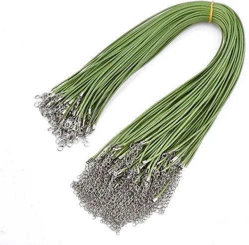 Vista 19 de 100 piezas de cordón encerado de 17 a 19 pulgadas, cuerda trenzada ajustable, para collares, colgantes para hacer joyas, cadenas con cierre de Azure