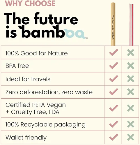 Vista 8 de The Future is Bamboo - Pajitas de bambú, reutilizables, biodegradables, paquete de 6