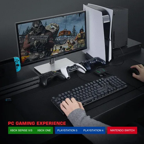 Vista 6 de leadjoy VX2 AimBox - Adaptador de teclado y mouse para consola de juegos convertidor de conexión con cable con conector de estudio de 0138in