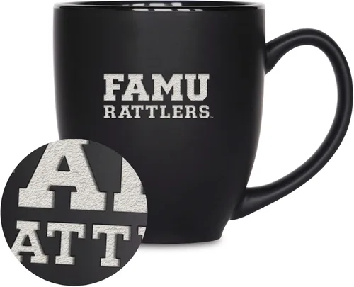 Vista 269 de Rico Industries - Taza de cerámica mate negra con grabado láser estándar de 15oz para NCAA (escuelas T & U) - Para bebidas calientes o frías