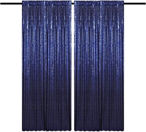 Vista 24 de Cortinas de Fondo de Lentejuelas Negras Cortinas Brillantes con Purpurina 2FTx8FT 2 Paneles para Decoraciones de Bodas Fiestas de Cumpleaños