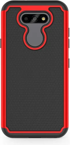 Vista 3 de Funda a prueba de golpes para LG Aristo 5 / Aristo 5+ / Fortune 3 / Risio 4 / Phoenix 5 / K8X / K31 / Tribute Monarch (5.7 pulgadas, 2020) [Rojo]