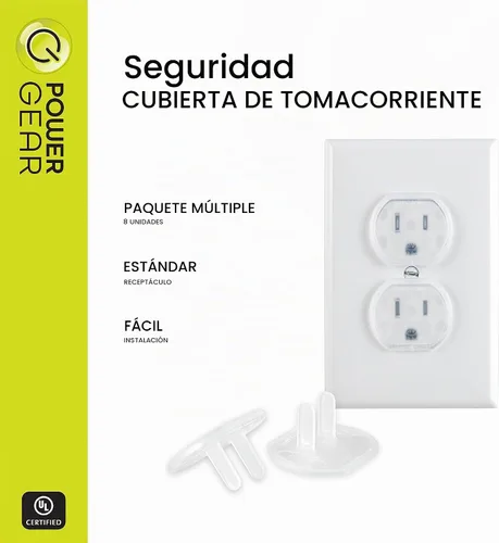 Vista 2 de Power Gear - Tapas para enchufes a prueba de bebés y niños, cubiertas de enchufes para tomas de corriente, fácil instalación, cubiertas de enchufes