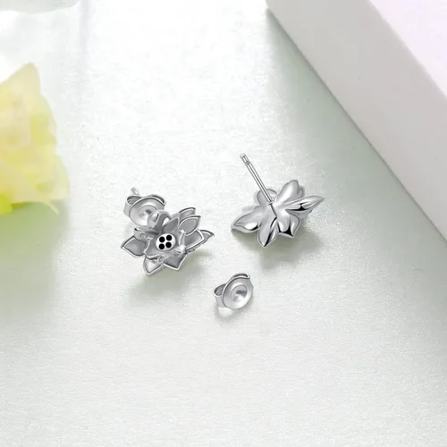 Vista 5 de Lotus Earrings 925 Sterling Silver Yoga Lotus Jewelry Lever back Earrings Stud Earrings Gifts for Women Mom