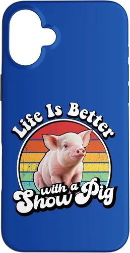Vista 23 de Mens Womens Retro Vintage Life is Better Cute Show Pig Lover Case for iPhone 17