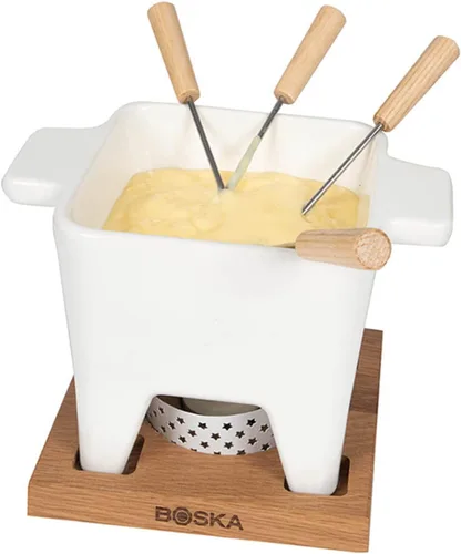 Vista 9 de Boska Juego de fondue de tapas Tealight, ideal para queso o chocolate, apto para microondas, olla caliente de cerámica, fuente de chocolate