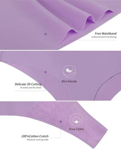 Vista 5 de Deangelmon Tangas sin costuras, para mujer, ropa interior invisible, paquete múltiple, cómodas