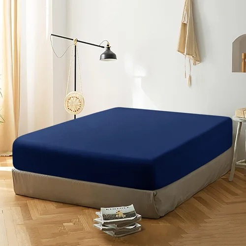 Vista 7 de BEDSUM - Sábana bajera de microfibra con bolsillo profundo para colchón, resistente a las arrugas, la decoloración y las manchas Azul marino