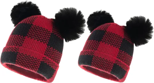 Vista 19 de 2 gorros de punto de Navidad para padres e hijos, gorro de Papá Noel para adultos, bebés, invierno, cálido, gorro de calavera para fiestas