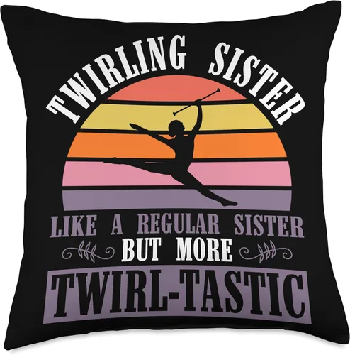 Vista 4 de Baton Twirling & Majorette Dance Designs Baton Twirler Sister Design for Majorette Cheerleader Sisrer Throw Pillow, 16x16, Multicolor