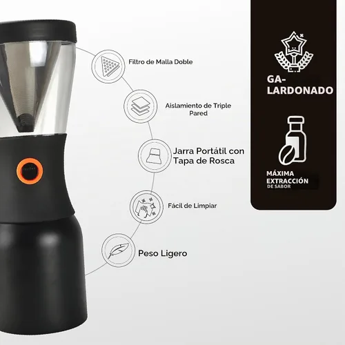 Vista 3 de asobu Cafetera de preparación fría, galardonada cafetera aislada de 40 onzas con jarra portátil de acero inoxidable – Ganadora número 1 del festival