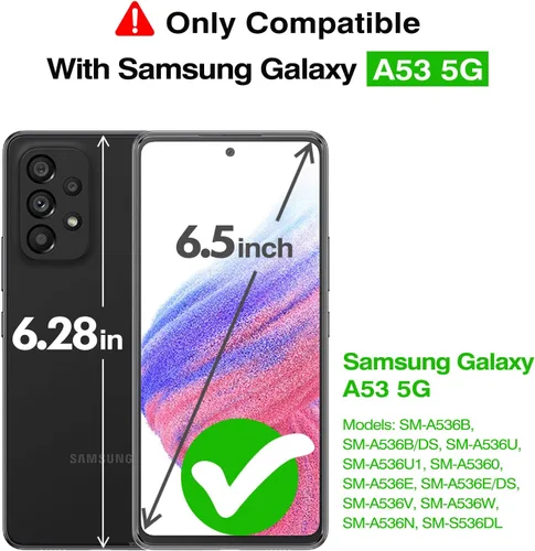 Vista 2 de Rayboen Funda para Samsung Galaxy A53 5G, transparente a prueba de golpes, delgada, ligera, duradera para Galaxy A53 con parte trasera transparente