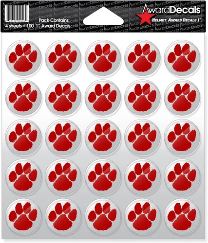 Vista 4 de Award Decals Juego de calcomanías de pata (negro sobre transparente) (100 calcomanías) de 1 pulgada, calcomanías originales Award Decals Premium