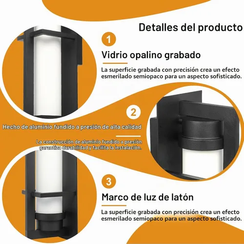 Vista 4 de ALVIME - Aplique de pared para exteriores, accesorios de iluminación exterior negro mate de 15 pulgadas, luz de pared moderna impermeable