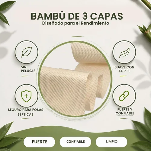 Vista 6 de Bamboo Story, Papel higiénico de bambú sin blanquear, 12 rollos, 3 capas y 300 hojas de papel higiénico de bambú, certificado FSC, biodegradable