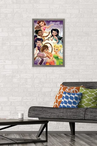 Vista 2 de Trends International Disney Tinker Bell - Póster de pared de hadas, 14.725 x 22.375 pulgadas, versión enmarcada de madera de granero Versión