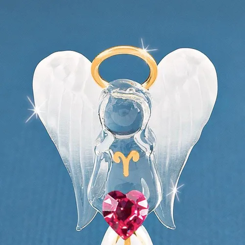 Vista 2 de Glass Baron Figura de ángel blanco con corazón de cristal